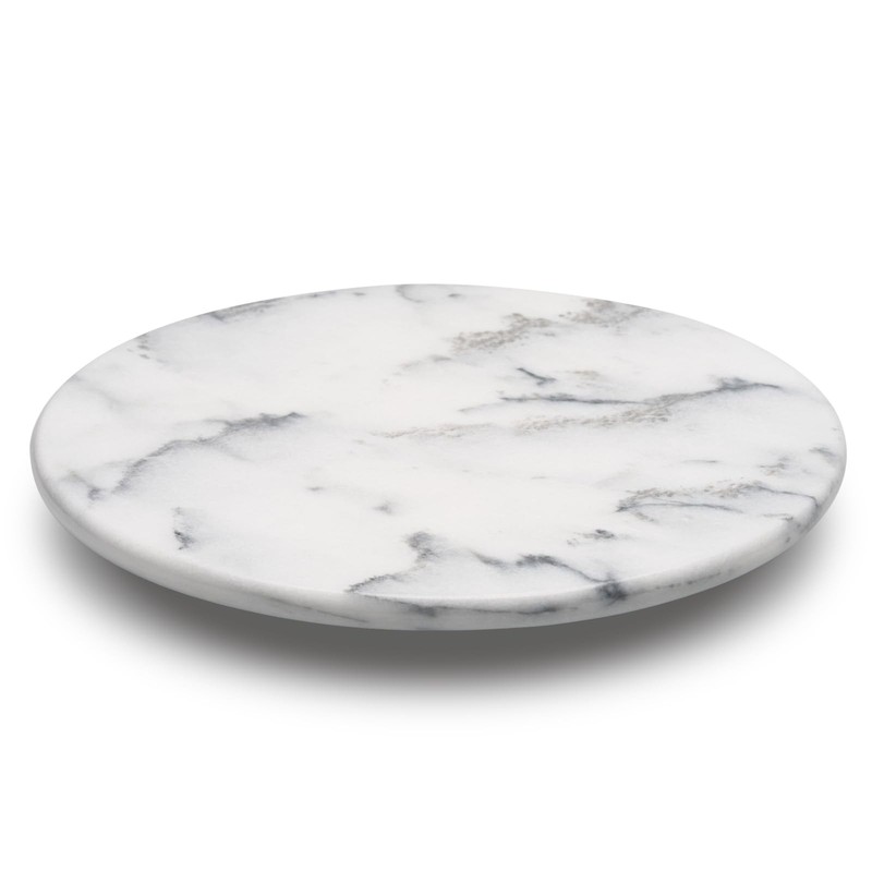 Marble Lazy Susan Turntable for Dining Table & Countertop – 12 Inch White Sto…