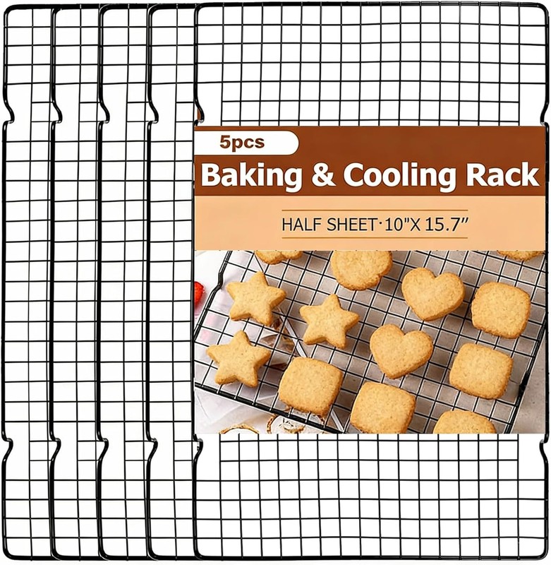 5-piece stainless steel cooling rack -10″ x 16″ metal wire cooling rack,