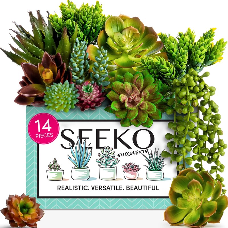 Fake Succulents (14 Pack) – Realistic Succulents Plants Artificial for Party, Ga