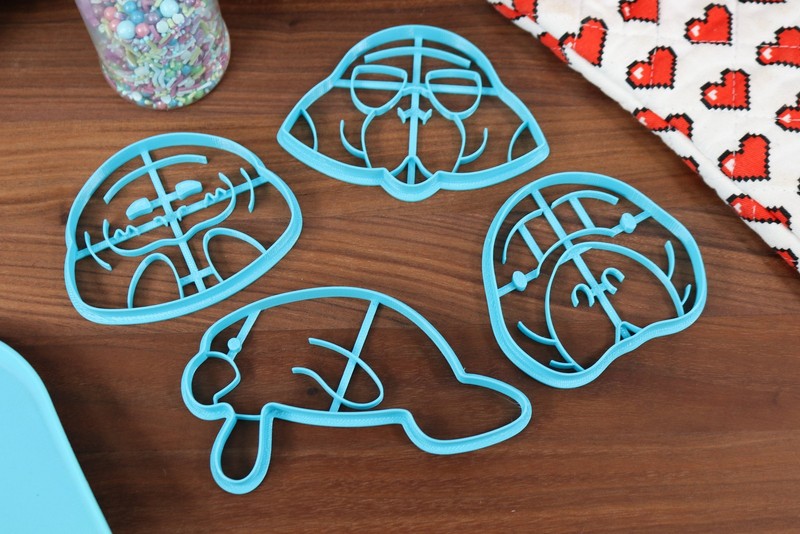 Mighty Manatees Cookie Cutters - Manatee Eating, Manatee Face, Manatee Outline, gallery