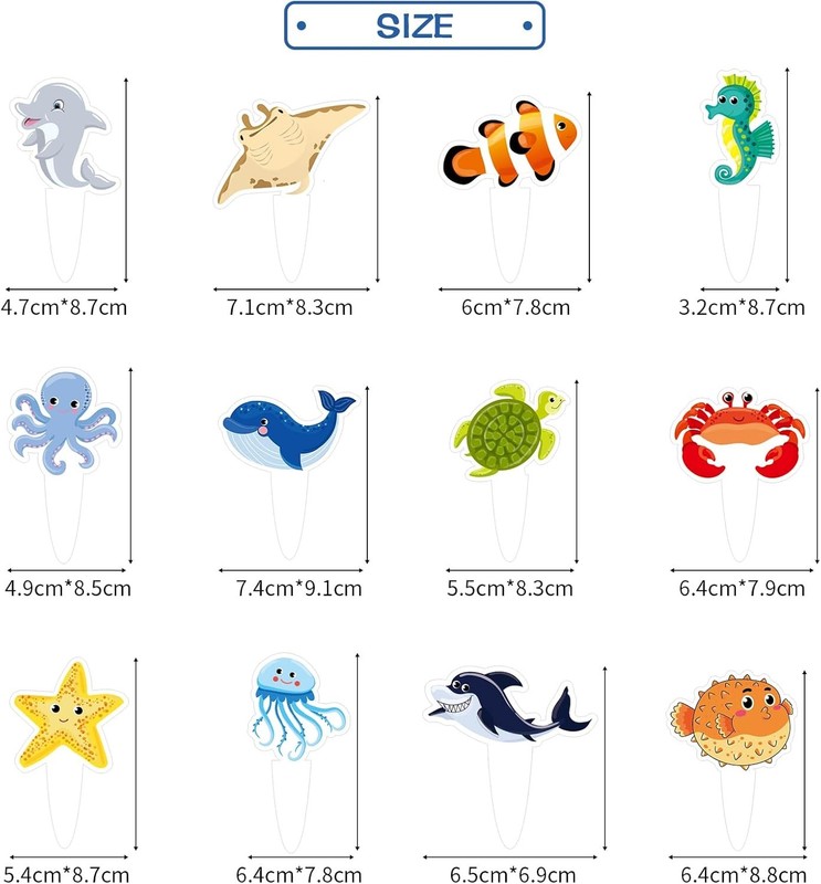 36PCS Under the Sea Cupcake Toppers - Cute Cartoon Ocean Sea Animals Cake Topper gallery