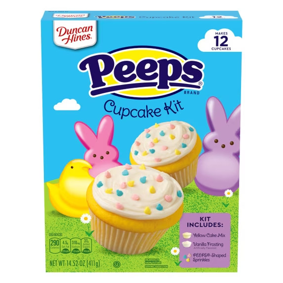 Duncan Hines PEEPS Cupcake Mix and Frosting Kit, With PEEPS Shaped Sprinkles, 14