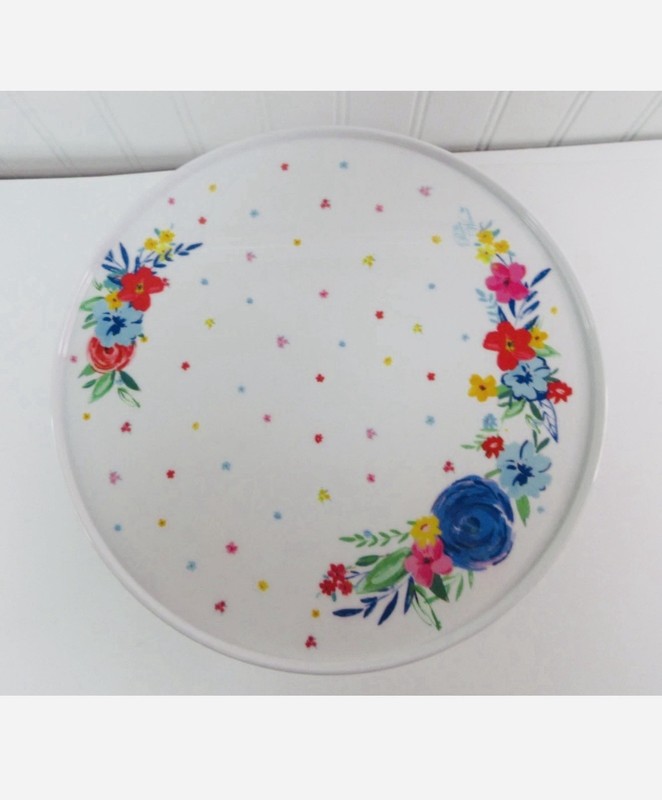 Pioneer Woman Cake Stand Floral Scalloped FARMHOUSE COTTAGECORE PREPPY CHIC BPAF gallery