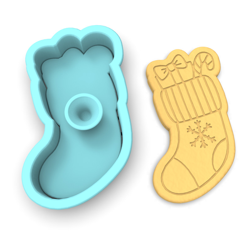 Christmas Stocking Cookie Cutter & Stamp #2 | Xmas Stuffer Winter Santa Presents gallery