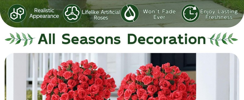 2 Set of Artificial Rose iary Trees - Faux Silk Flower Potted gallery