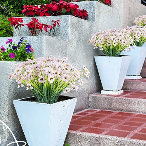 JEMONG 20 Bundles Artificial Flowers Outdoor UV Resistant Fake 20Bundles White gallery