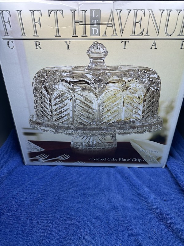 Portico 5th Avenue Crystal Covered Cake Stand 2 In 1 Chip And Dip Platter.
