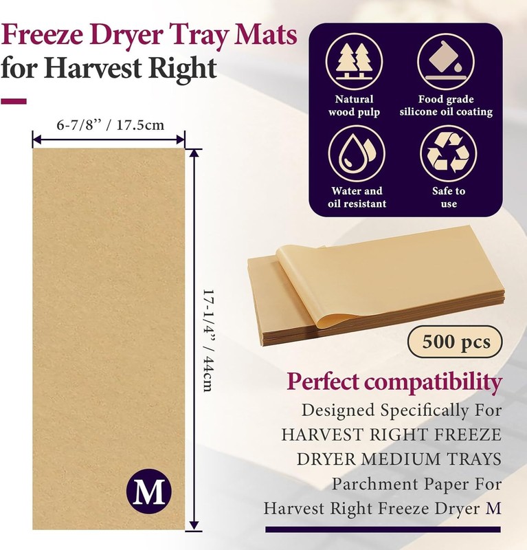 500 Packs Parchment Paper Sheets for Harvest Right Freeze Dryer - Medium gallery