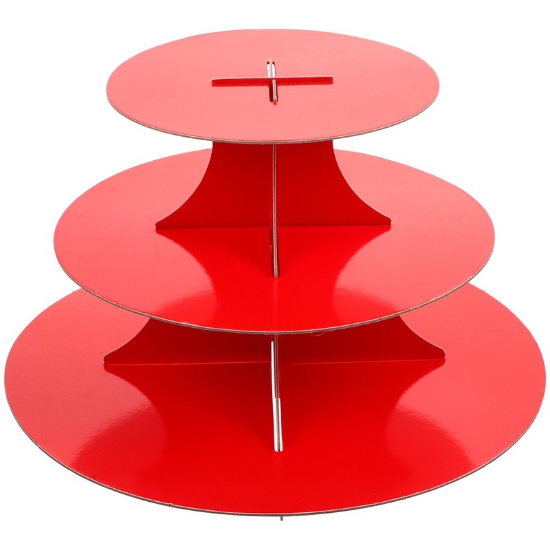 Red Paper Cake Stand 3 Tiers Creative Dessert Holder for Wedding Party gallery