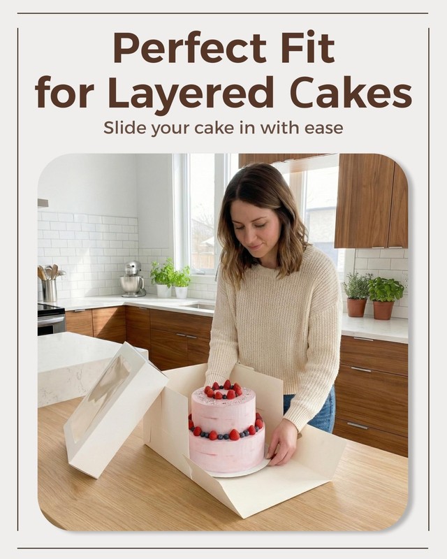 10x10x8 Bulk 15 Pcs Tall Multi-Layer Cake Boxes 10 Inch with Window Clear Bak... gallery