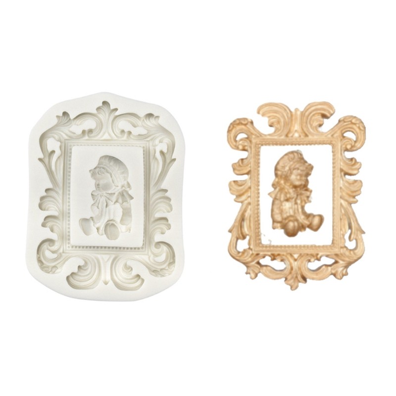 Silicone Craft Mold European Style Frame Baby Fondant Soap Chocolate Candy Mold