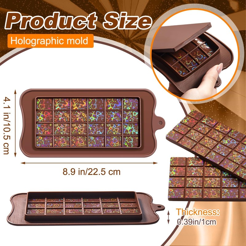 Holographic Chocolate Molds Resin Silicone Chocolate Bar Deep Thick Molds for... gallery