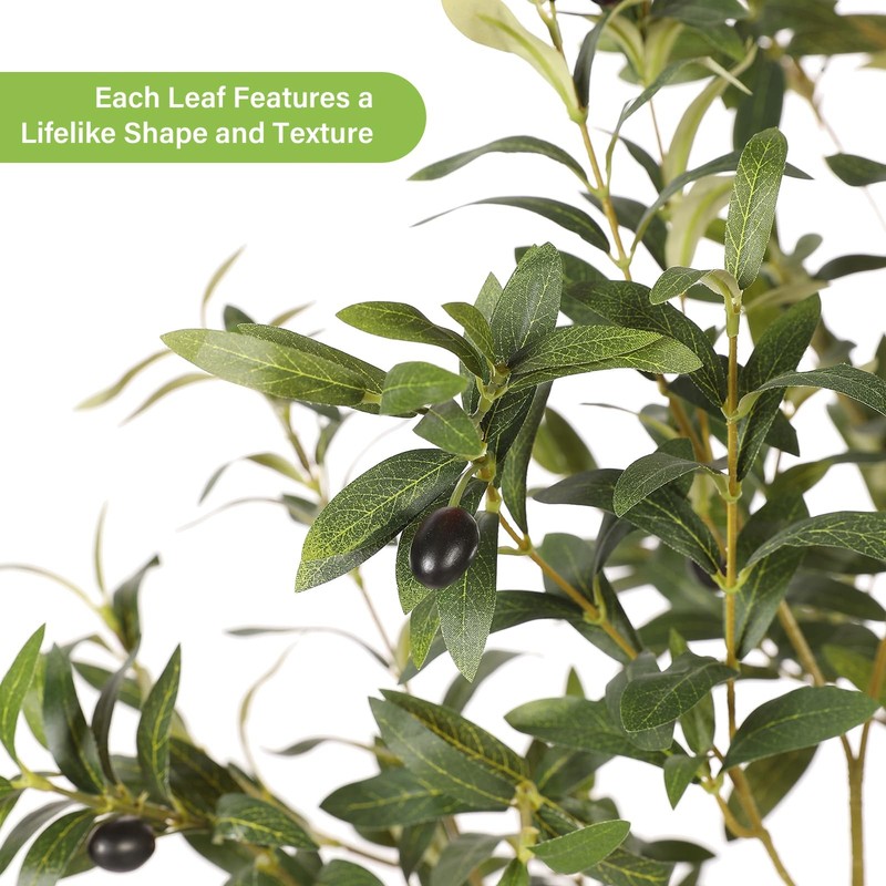 Feelead Olive Trees Artificial Indoor 6Ft Planter Faux Olive Tree Lifelike gallery