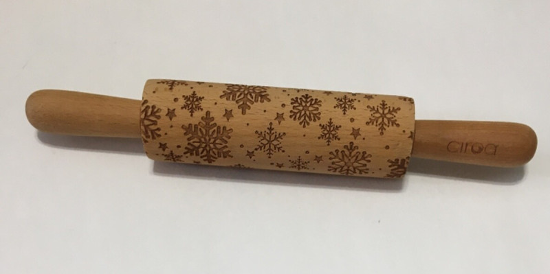 Winter Snowflake Embossed Wooden small Rolling Pin CIROA