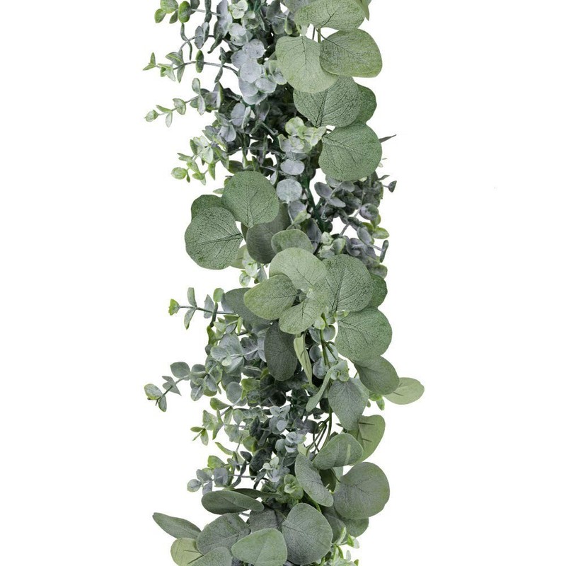 Winlyn 5.9' Long Faux Silver Dollar Eucalyptus Leaves Greenery Artificial Garlan gallery