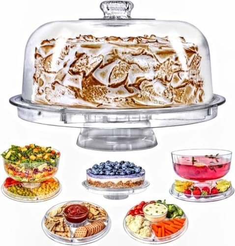 Cake Stand with Dome Cover, 6-in-1 Multi-Purpose Use, Cake Stand with Lid,... gallery