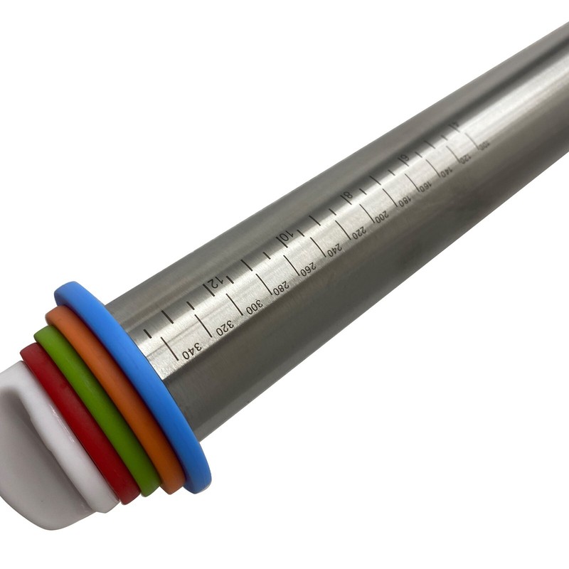 Stainless Steel Rolling Pin Dough Roll Tool 17" with Thickness Controller Remova gallery