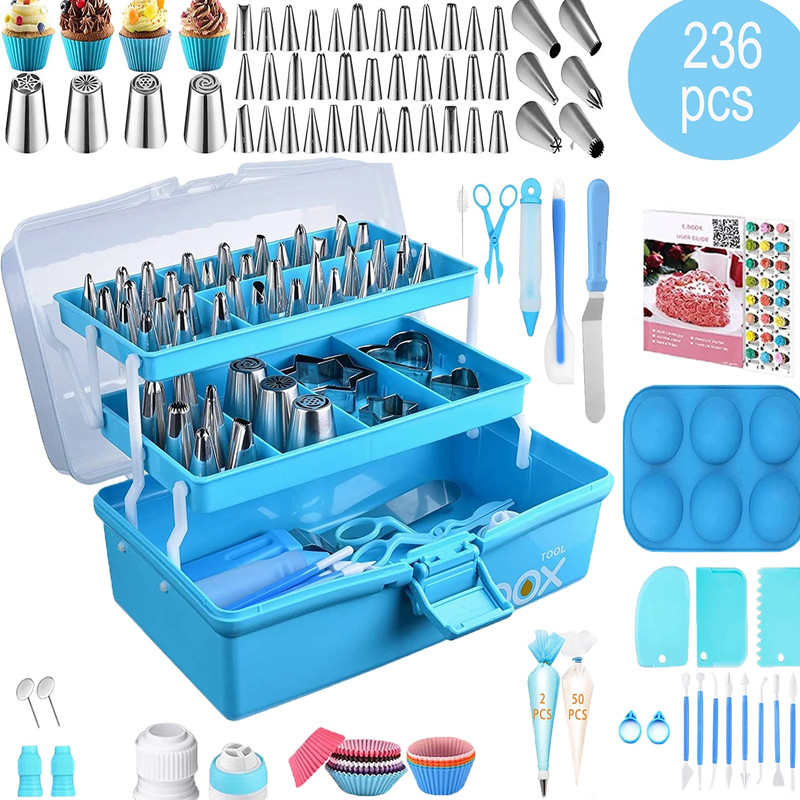 CAKE DECORATING SET 236 Pcs Piping Bags/Icing Tips/Russian Tips/Frosting Bags