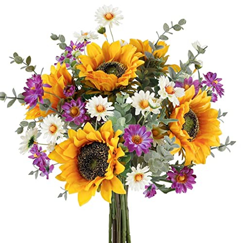 Artificial Sunflowers Fake Cemetery Flowers for Grave Bouquet Sunflowers-1