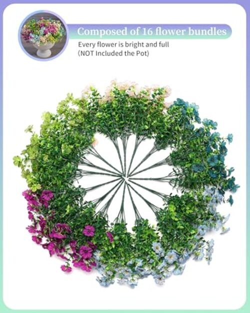 Artificial Flowers for Outdoor Mixed Color2(green,teal,purple,blue,champagne) gallery