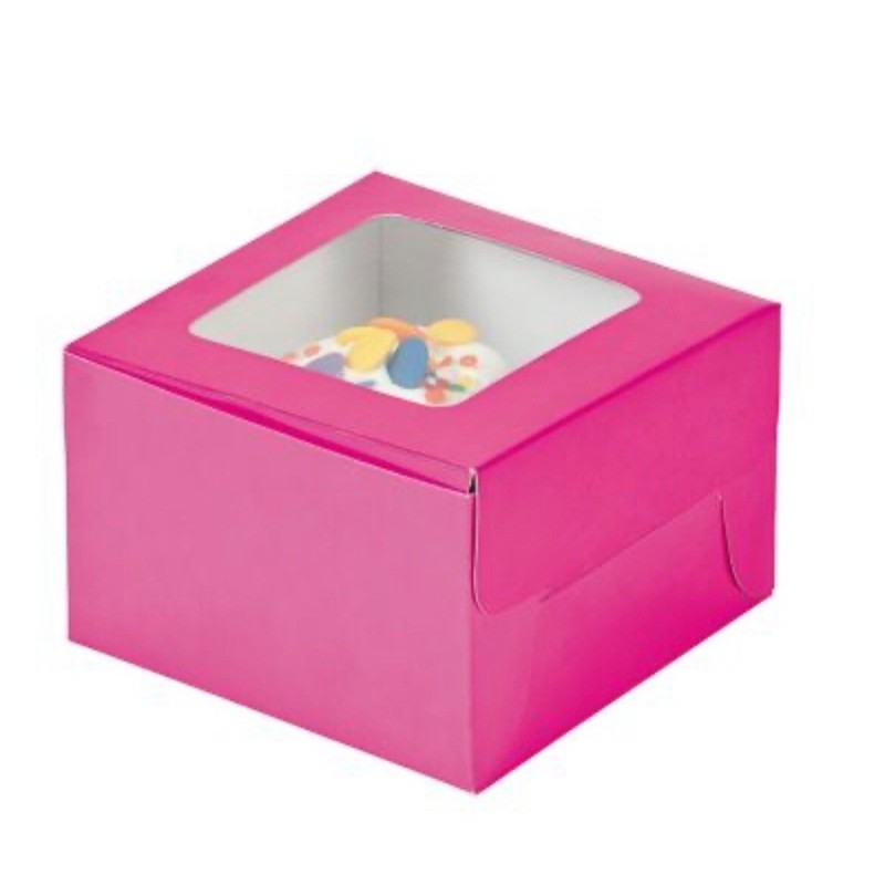 12 pcs Hot Pink Cupcake Boxes Bakery 4.5″ x 4.5″ x 3″ Single Cup Cake