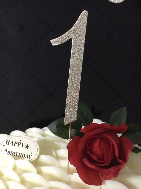 Diamante Rhinestone Cake Topper Gold & Silver Single Numbers 7cm & 12cm gallery