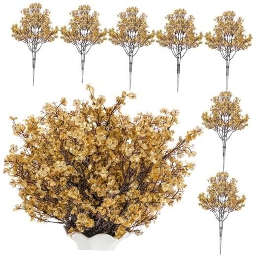 21 Stemsen Babys Breath Artificial Flowers, 5 Branches Per Stem Fall Gold gallery