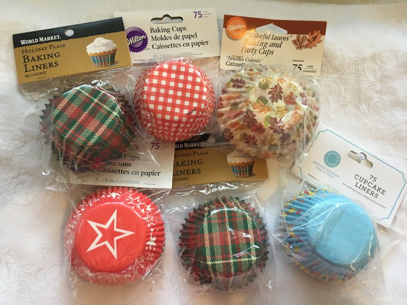 Lot Assorted Baking Cups New 6 Packages Plaid Red White Blue Leaves
