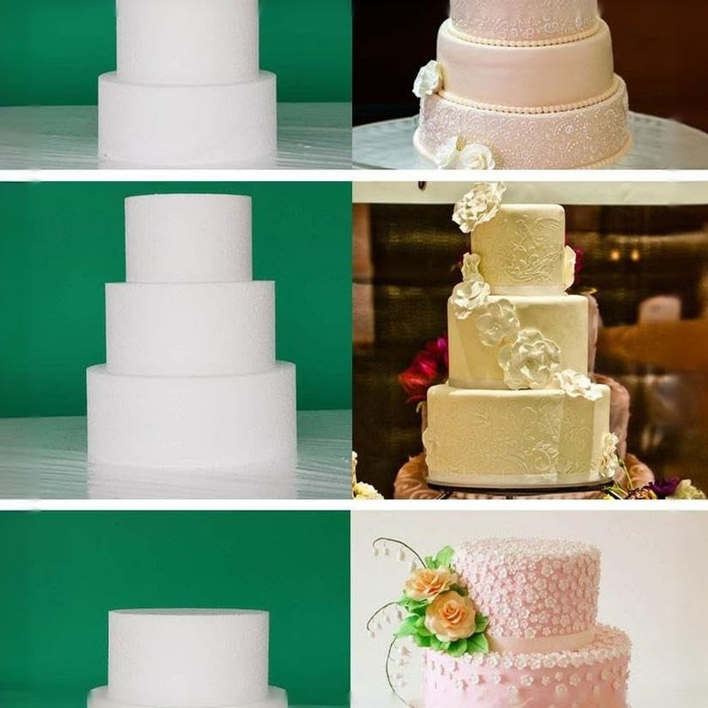 5 Tiers Round Foam Cake Dummies Set 20 Inch Tall White Fake Cake Dummy Set 4“... gallery