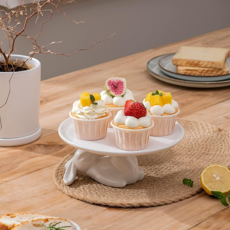 Easter Bunny Cake Stand, Ceramic Dessert Plate, White gallery