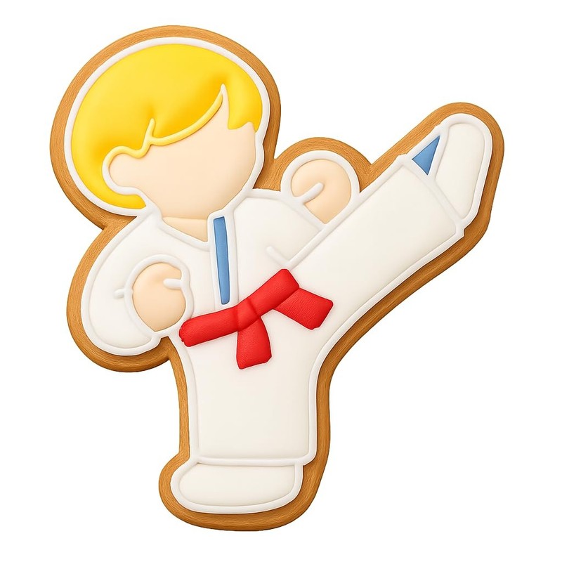 Karate Boy Performing Roundhouse Cookie Cutter & Stamp, Fondant & Clay - 4x3.5 gallery