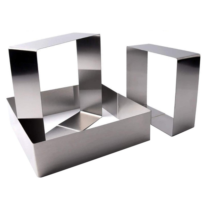 Set of 3 Cake Molds Rings, Square Mousse Mold Stainless Steel Cake 1038