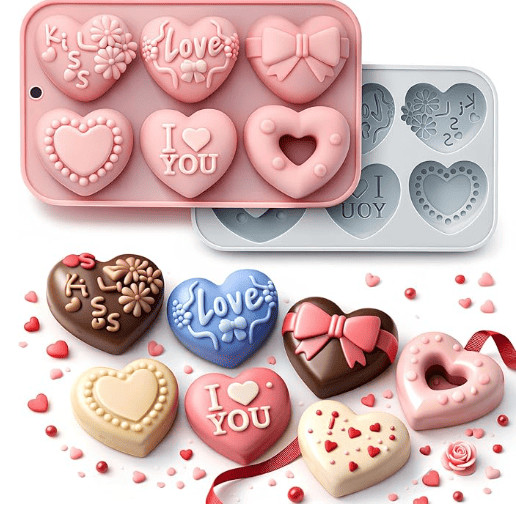 2Pack Heart Candy Chocolate Molds Valentine's Day Mold Heart Shaped Silicone Mol gallery