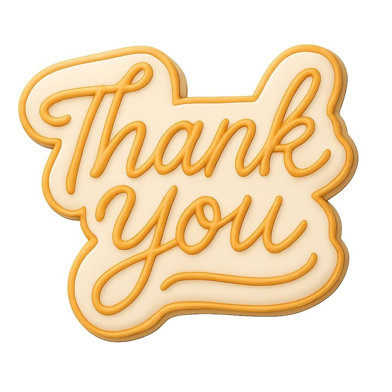Handwritten Thank You Logo Cookie Cutter & Stamp, Fondant & Clay Cutter - 4x3.6" gallery