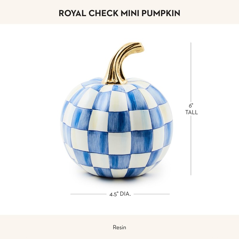 Mackenzie-Childs Mini Pumpkin Resin Halloween Home Decor Blue-And-White Royal gallery