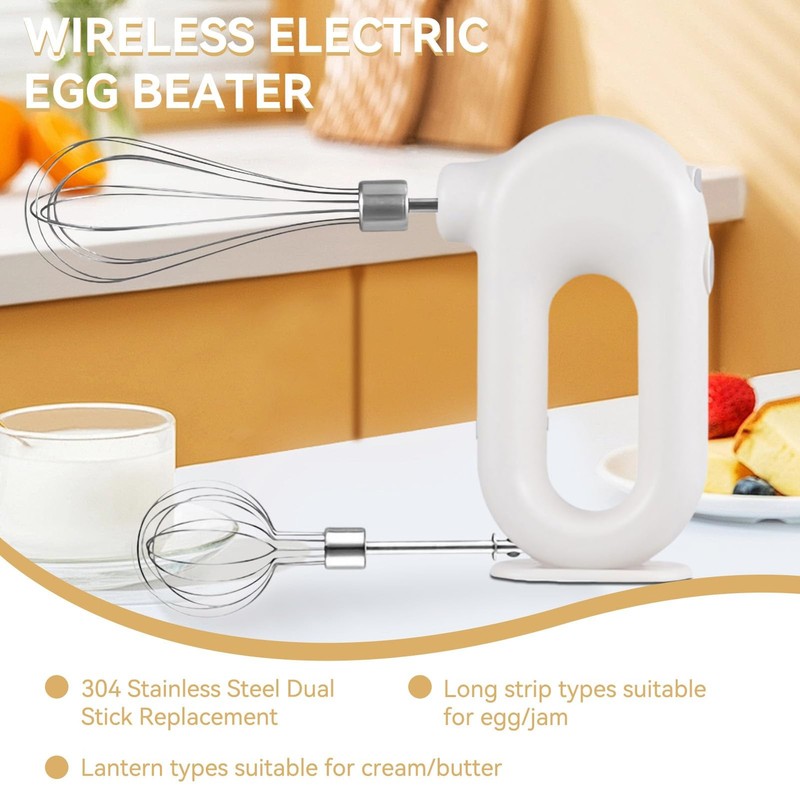 4 Speed Electric Hand Mixer Mini Cordless USB Rechargeable Whisk White Tool gallery