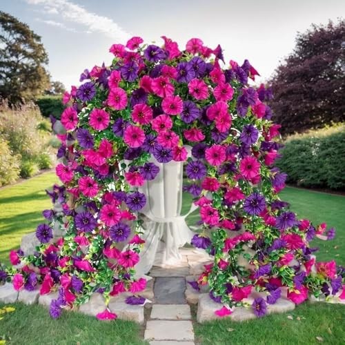 Artificial FlowersPcs Fake Hanging Flowers for 2 Purple Blue & Purple Red gallery
