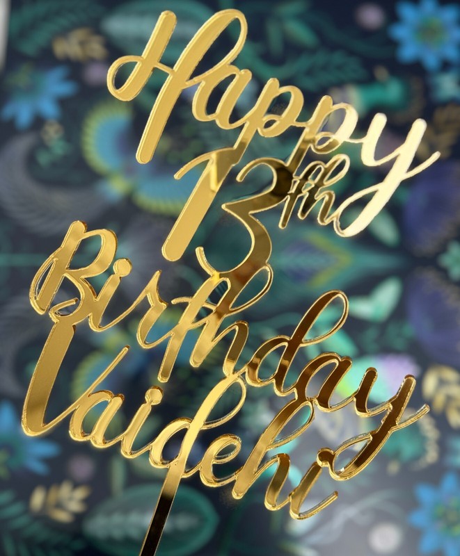 Personalised Name and Age Cake Topper Acrylic Happy Birthday Cake Decor D3