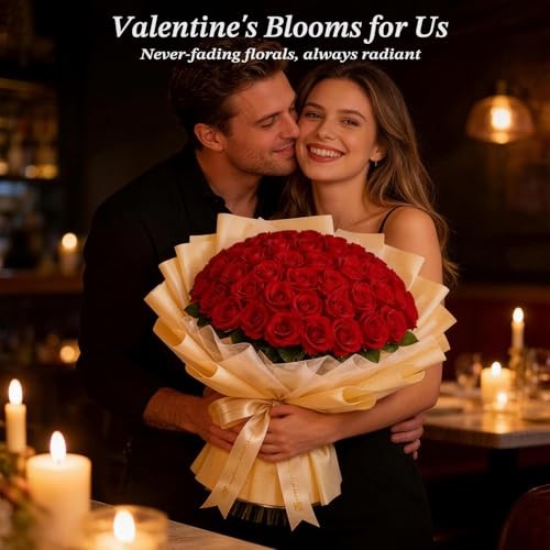 Roses Bouquet, Fake Roses with Stems, Rose Artificial Flowers, 12 Red gallery