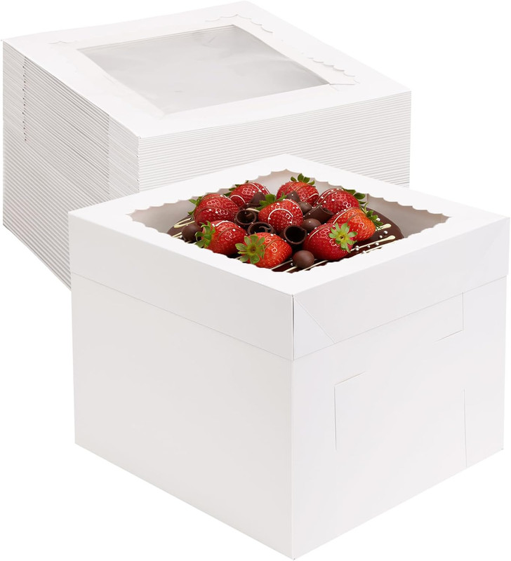 30 Pack Cake Boxes 10 Inch, 10X10X8 Inches White Cake Carrier Bakery Containers, gallery