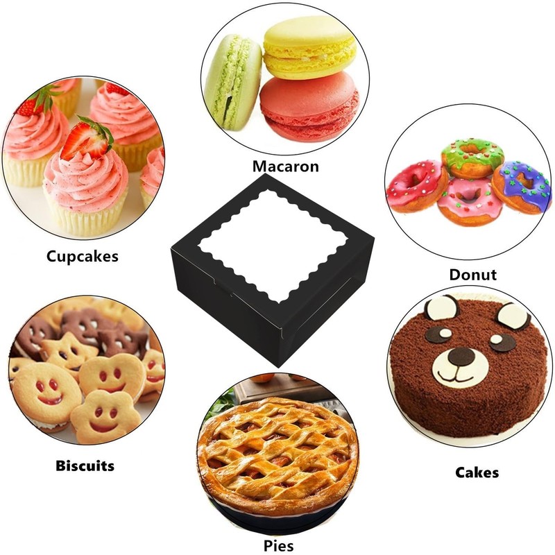 10 PCS 10 Inch Cake Boxes, 10x10x5, Cake Boards, Black Ribbon, Window, Bakery gallery