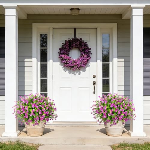 24 Bundles Artificial Flowers for Outdoors Decoration - UV Fuchsia - UV Fuchsia gallery