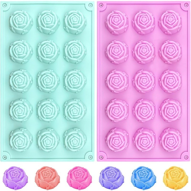 Silicone Rose Flower Molds Candy Chocolate Ice Cube Soap Baking Crafts 2pcs New gallery