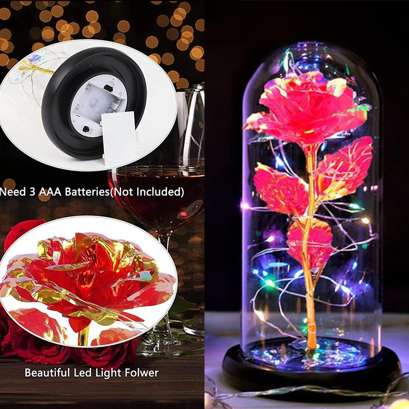 Eternal Forever Rose Flower In Glass Dome LED Light Valentine's Day Gift for Her gallery