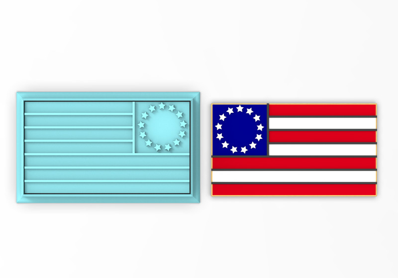 USA Colonial Flag Cookie Cutter & Stamp | 4th of July USA