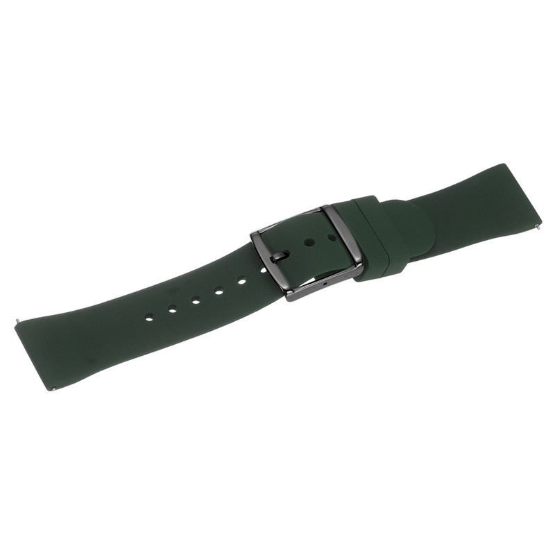 Silicone Watch Strap 22mm Quick Release Clasp Black Dark Green gallery