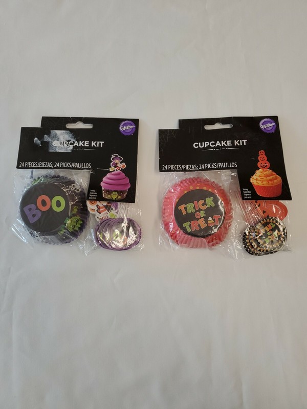 Lot X2 Wilton Halloween Cupcake Kit 24 Pieces W/24 Picks Boo & Trick Or Treat BN