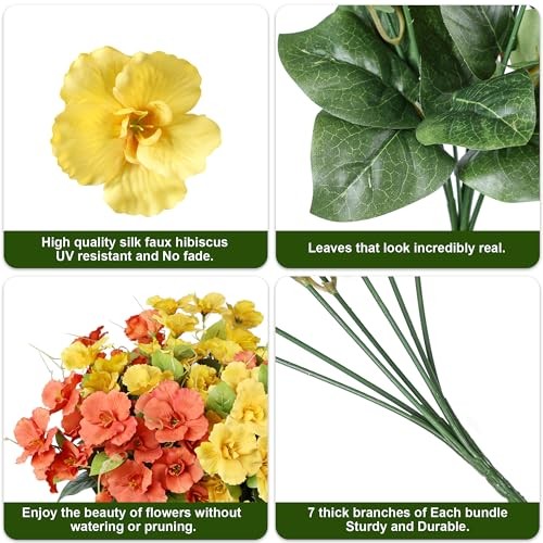 Fake Hibiscus Artificial Flowers for Outdoors Spring Summer 6 Bundles 2mixhc gallery