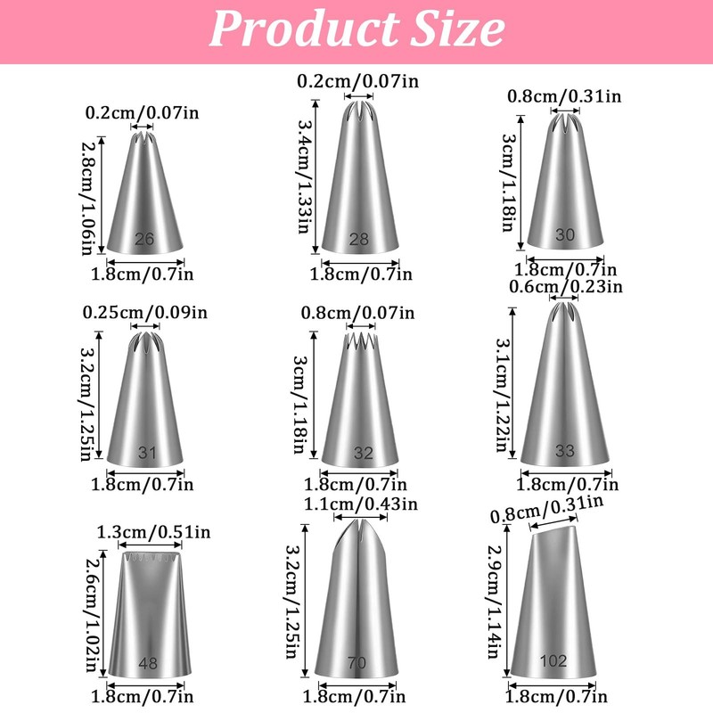 9 PCS Stainless Steel Star Piping Tip Set French Open Star Frosting Nozzle gallery