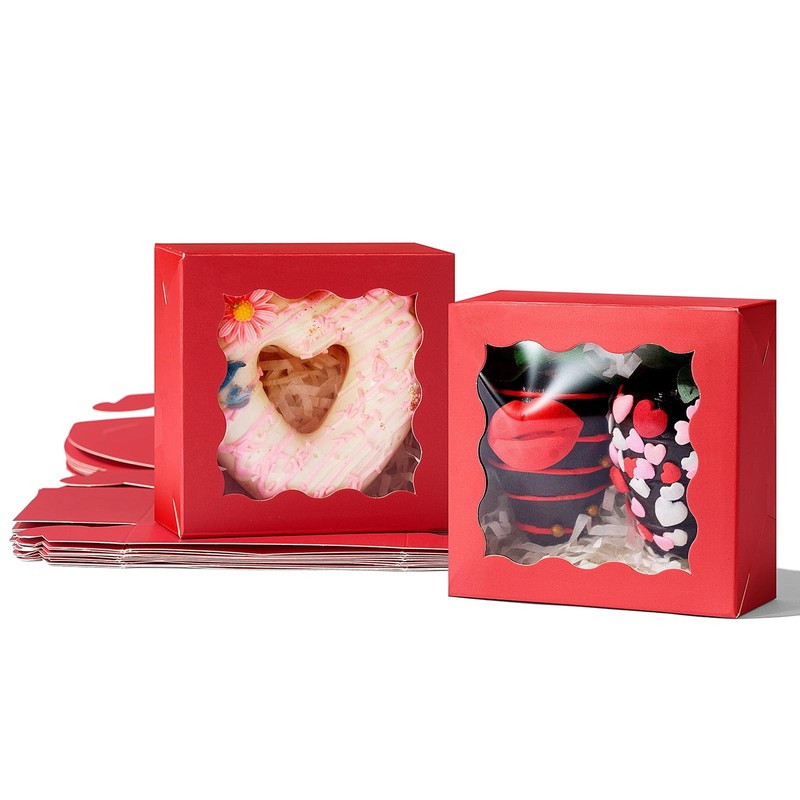 3¼" x 3¼" x 1½" 50PCS Chocolate Truffle Red Boxes for 4，Cookies Boxes Soap Bo... gallery